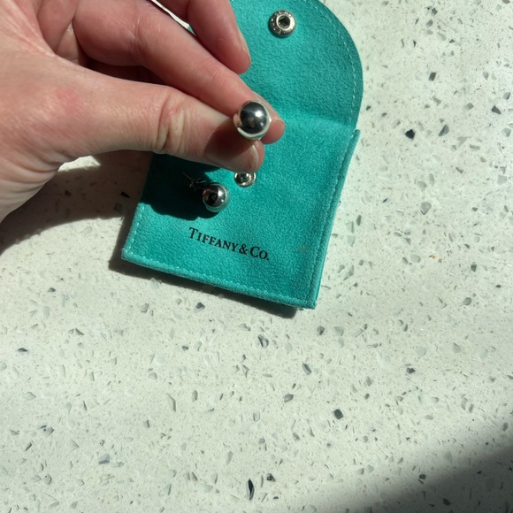 Tiffany & Co. Silver Earrings with Teal Pouch - Picture 3 of 4